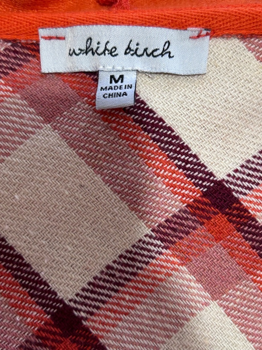WHITE BIRCH STRIKE A POSE LONG SLEEVE ORANGE/CREAM HOODED SHACKET Medium NWOT - Picture 14 of 14